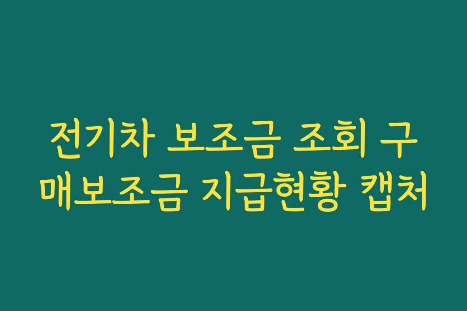 전기차 보조금 조회 구매보조금 지급현황 캡처