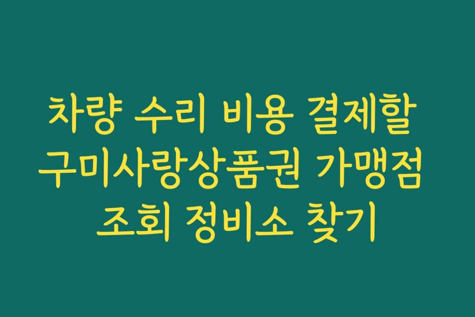 차량 수리 비용 결제할 구미사랑상품권 가맹점 조회 정비소 찾기