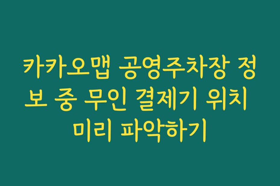 카카오맵 공영주차장 정보 중 무인 결제기 위치 미리 파악하기
