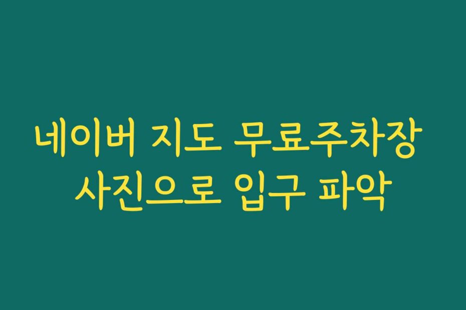 네이버 지도 무료주차장 사진으로 입구 파악