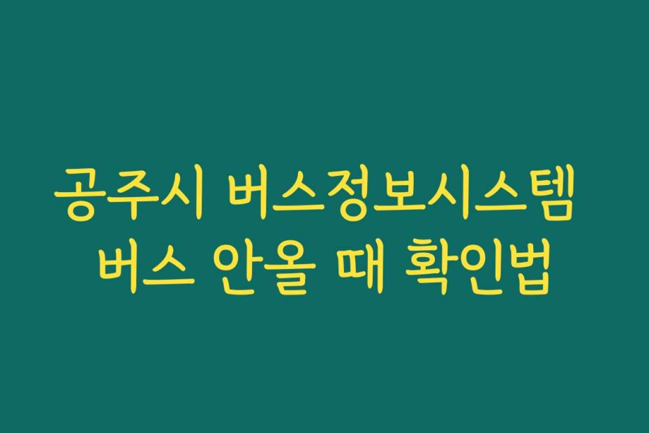 공주시 버스정보시스템 버스 안올 때 확인법