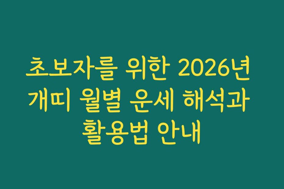 초보자를 위한 2026년 개띠 월별 운세 해석과 활용법 안내