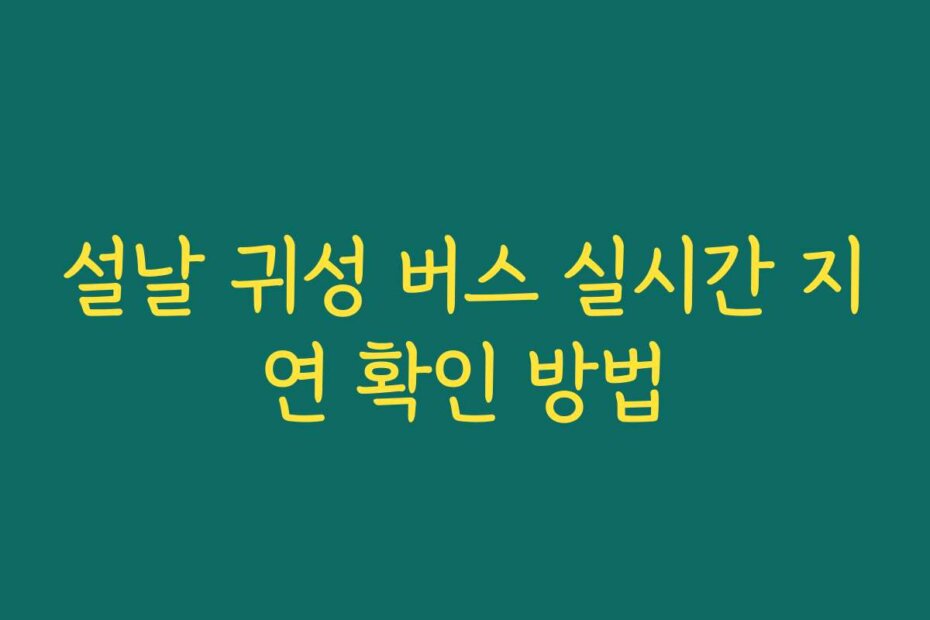 설날 귀성 버스 실시간 지연 확인 방법