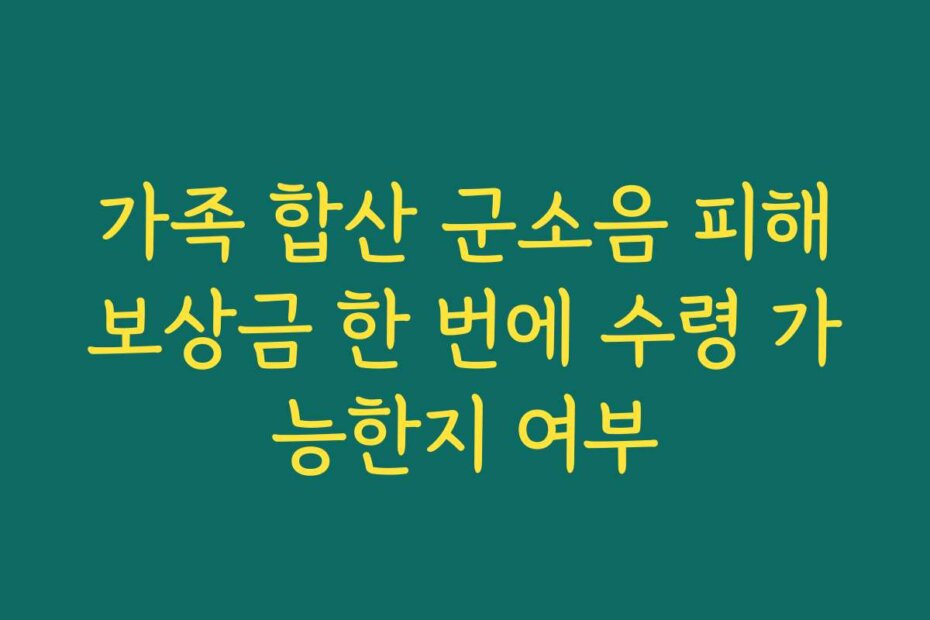 가족 합산 군소음 피해보상금 한 번에 수령 가능한지 여부