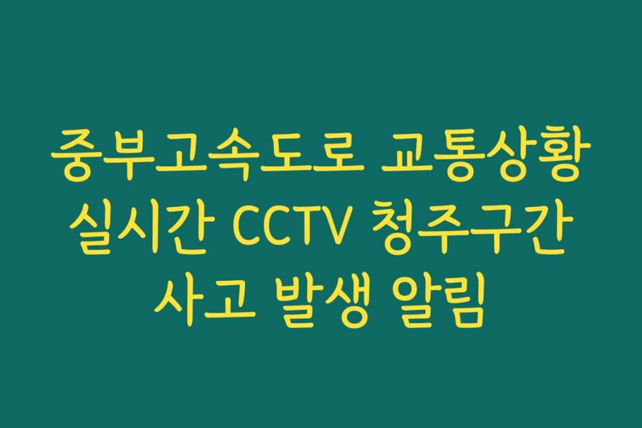 중부고속도로 교통상황 실시간 CCTV 청주구간 사고 발생 알림