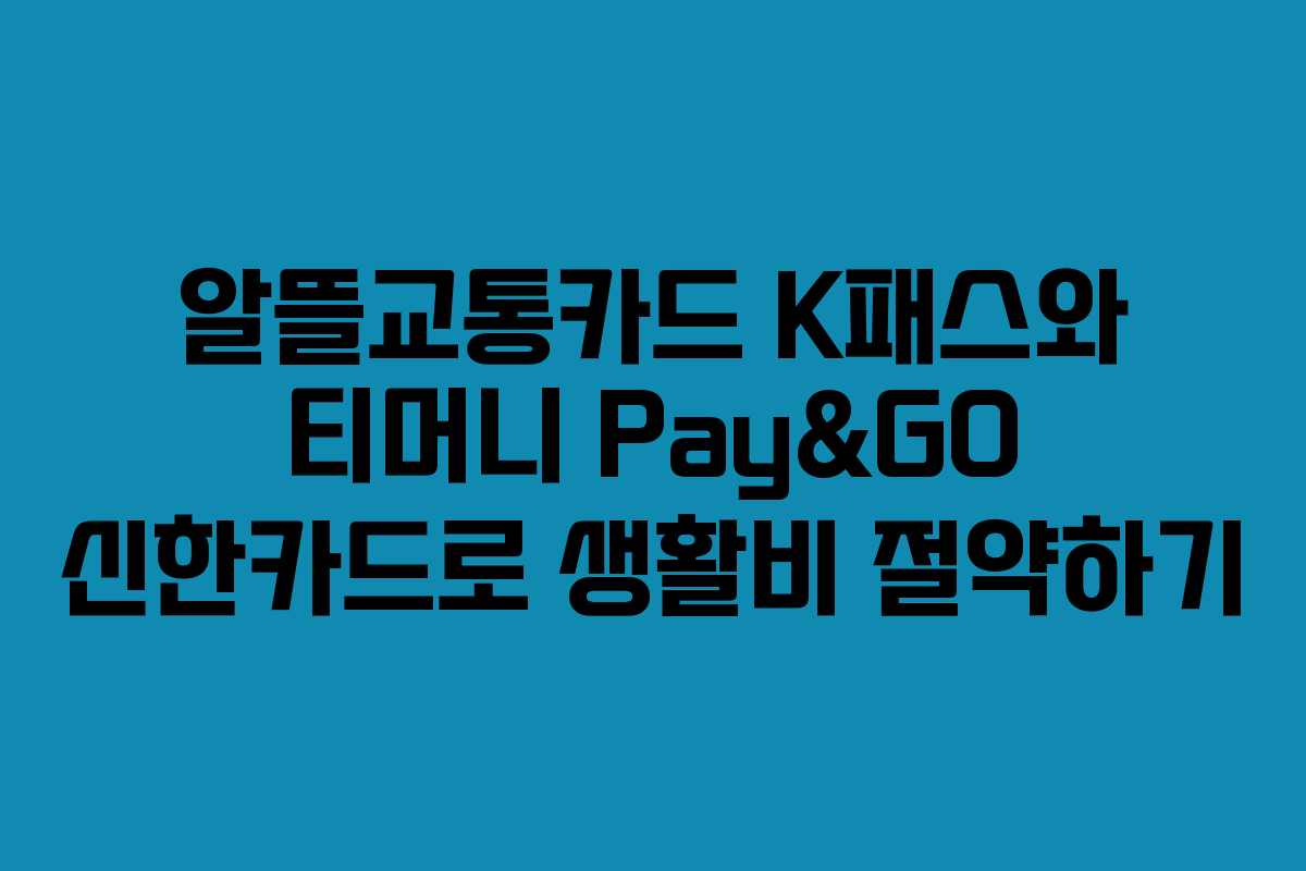 알뜰교통카드 K패스와 티머니 Pay&GO 신한카드로 생활비 절약하기