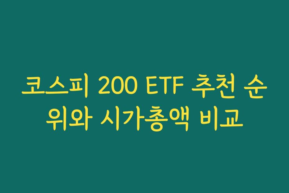 코스피 200 ETF 추천 순위와 시가총액 비교