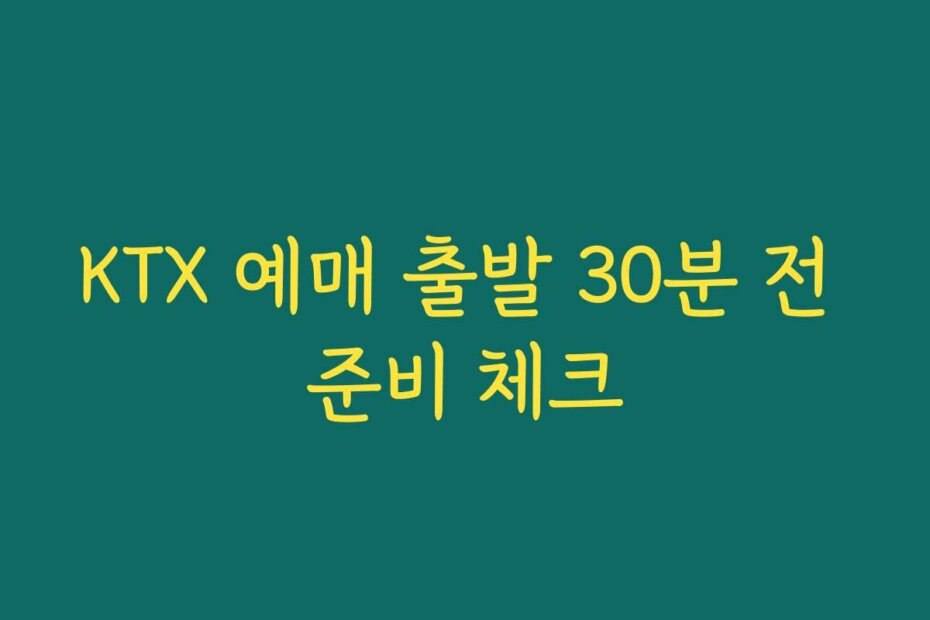 KTX 예매 출발 30분 전 준비 체크