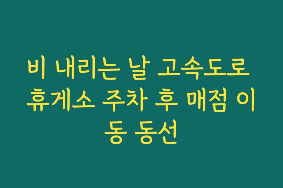 비 내리는 날 고속도로 휴게소 주차 후 매점 이동 동선