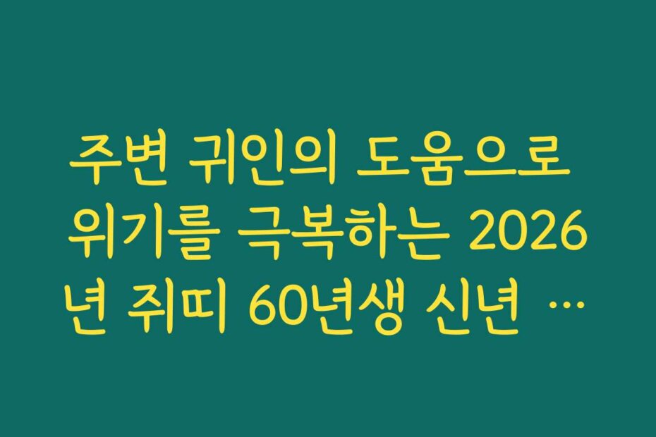 주변 귀인의 도움으로 위기를 극복하는 2026년 쥐띠 60년생 신년 운세 내용