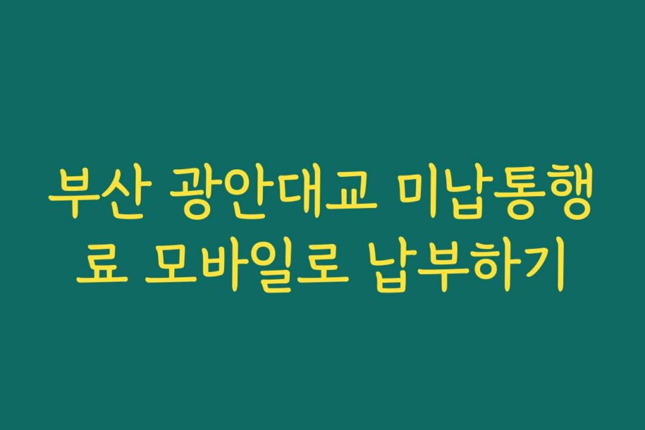 부산 광안대교 미납통행료 모바일로 납부하기