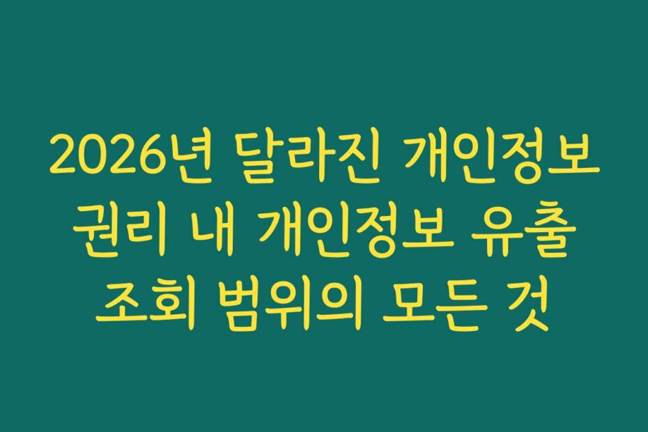 2026년 달라진 개인정보 권리 내 개인정보 유출 조회 범위의 모든 것