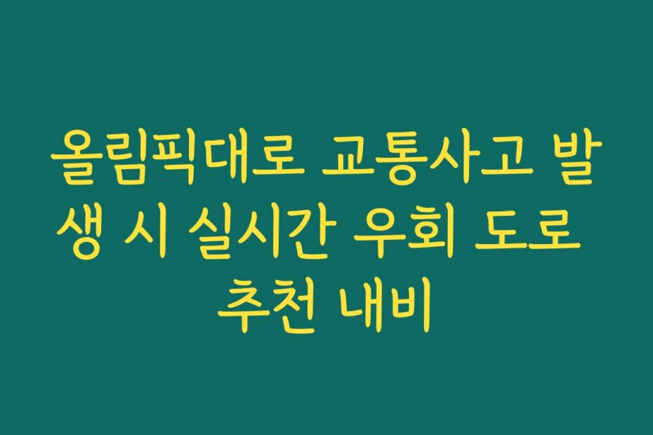 올림픽대로 교통사고 발생 시 실시간 우회 도로 추천 내비