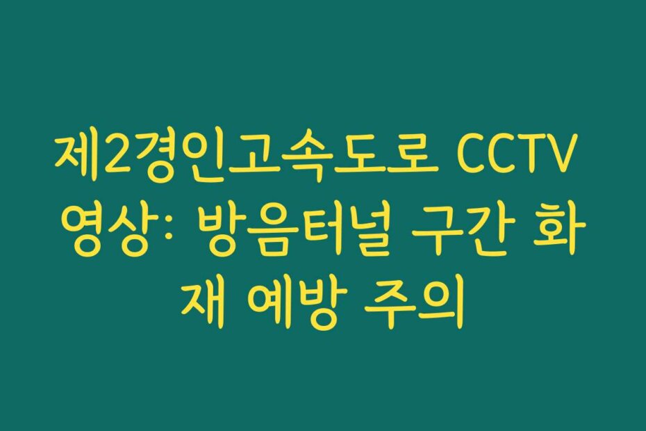 제2경인고속도로 CCTV 영상: 방음터널 구간 화재 예방 주의