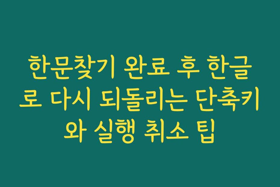 한문찾기 완료 후 한글로 다시 되돌리는 단축키와 실행 취소 팁