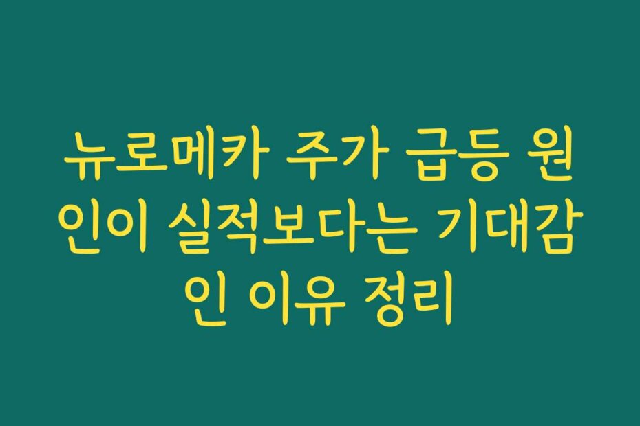 뉴로메카 주가 급등 원인이 실적보다는 기대감인 이유 정리