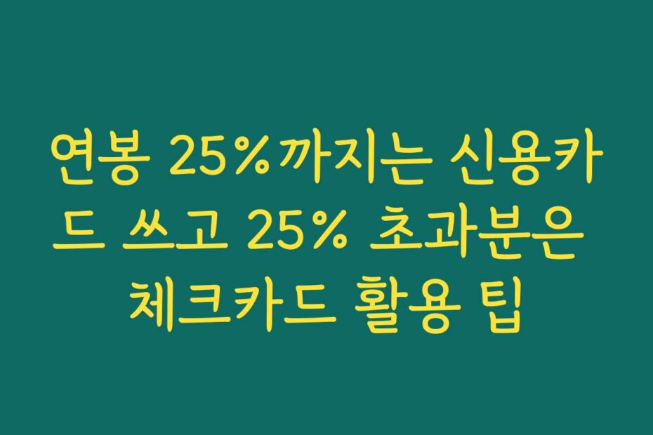 연봉 25%까지는 신용카드 쓰고 25% 초과분은 체크카드 활용 팁