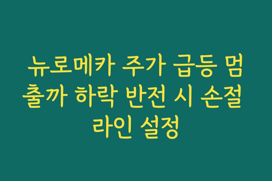 뉴로메카 주가 급등 멈출까 하락 반전 시 손절 라인 설정