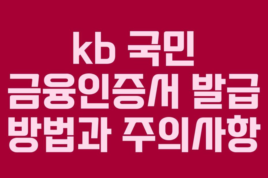 kb 국민 금융인증서 발급 방법과 주의사항