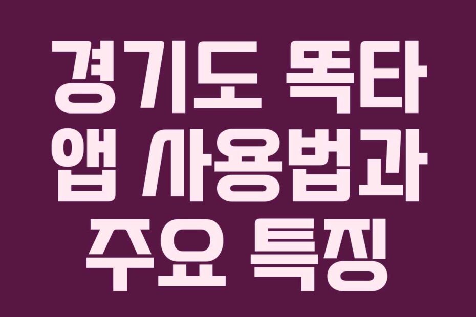 경기도 똑타 앱 사용법과 주요 특징