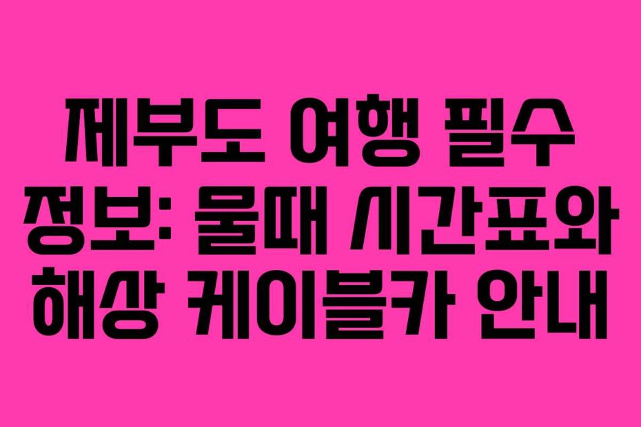 제부도 여행 필수 정보: 물때 시간표와 해상 케이블카 안내