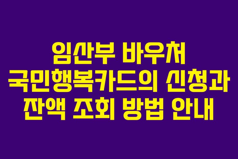 임산부 바우처 국민행복카드의 신청과 잔액 조회 방법 안내