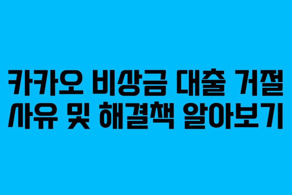 카카오 비상금 대출 거절 사유 및 해결책 알아보기