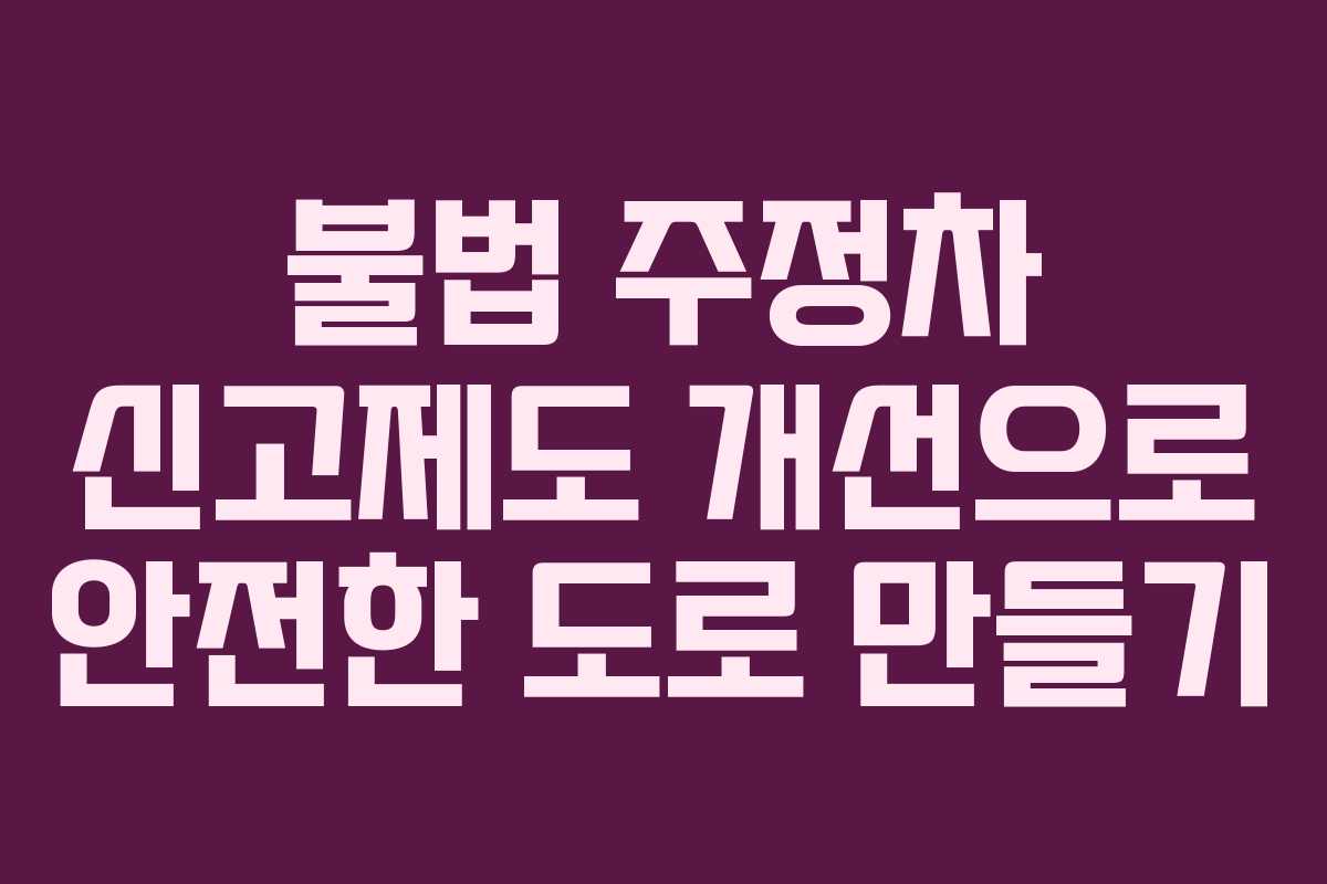 불법 주정차 신고제도 개선으로 안전한 도로 만들기