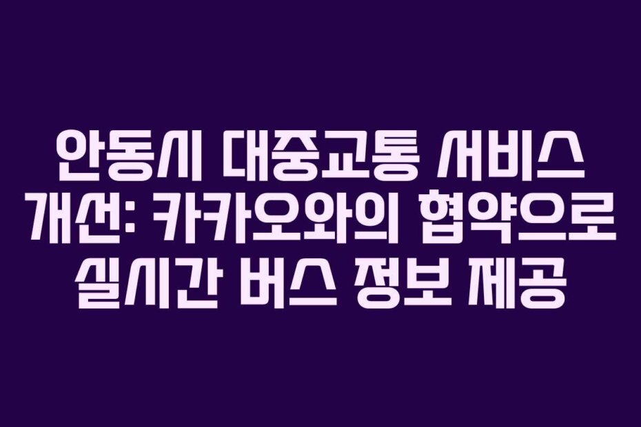 안동시 대중교통 서비스 개선: 카카오와의 협약으로 실시간 버스 정보 제공
