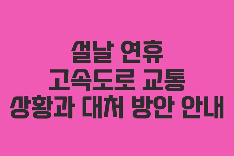 설날 연휴 고속도로 교통 상황과 대처 방안 안내