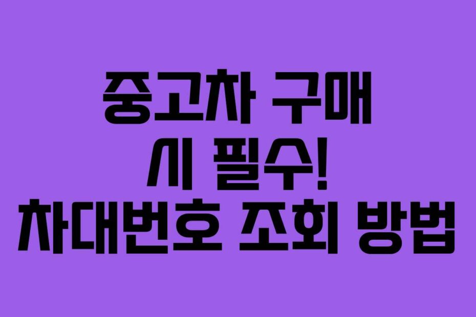 중고차 구매 시 필수! 차대번호 조회 방법