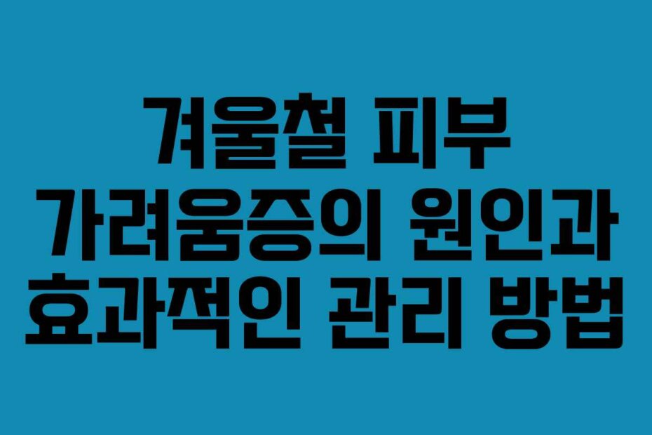 겨울철 피부 가려움증의 원인과 효과적인 관리 방법