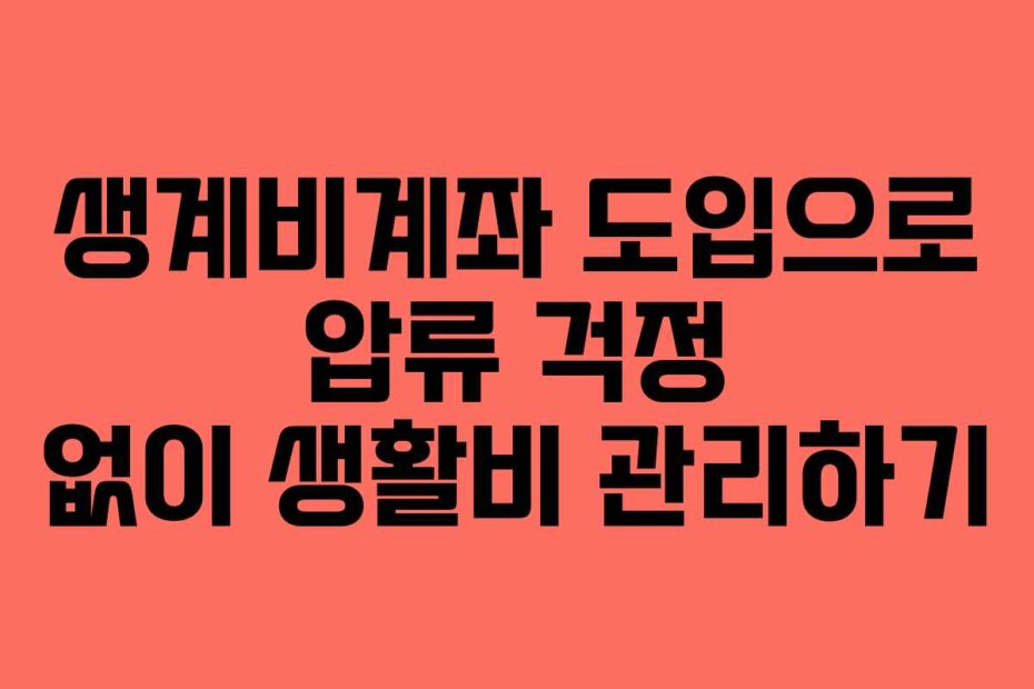 생계비계좌 도입으로 압류 걱정 없이 생활비 관리하기