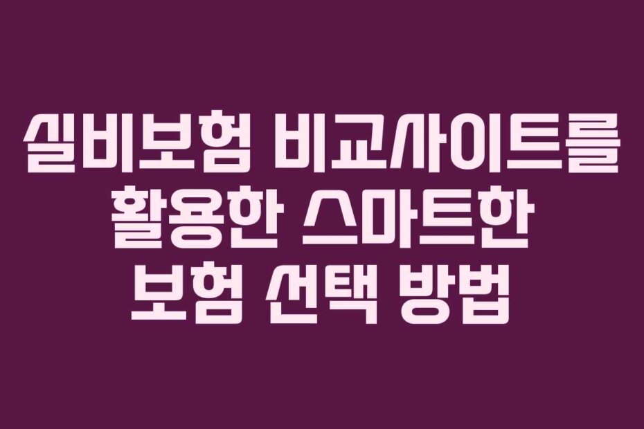 실비보험 비교사이트를 활용한 스마트한 보험 선택 방법