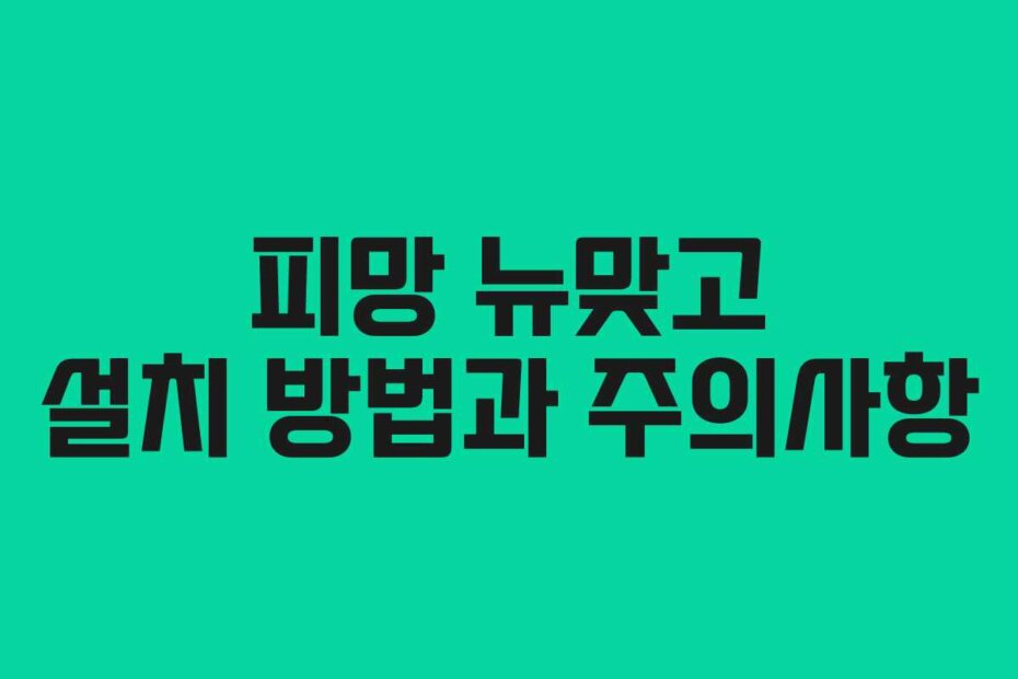 피망 뉴맞고 설치 방법과 주의사항