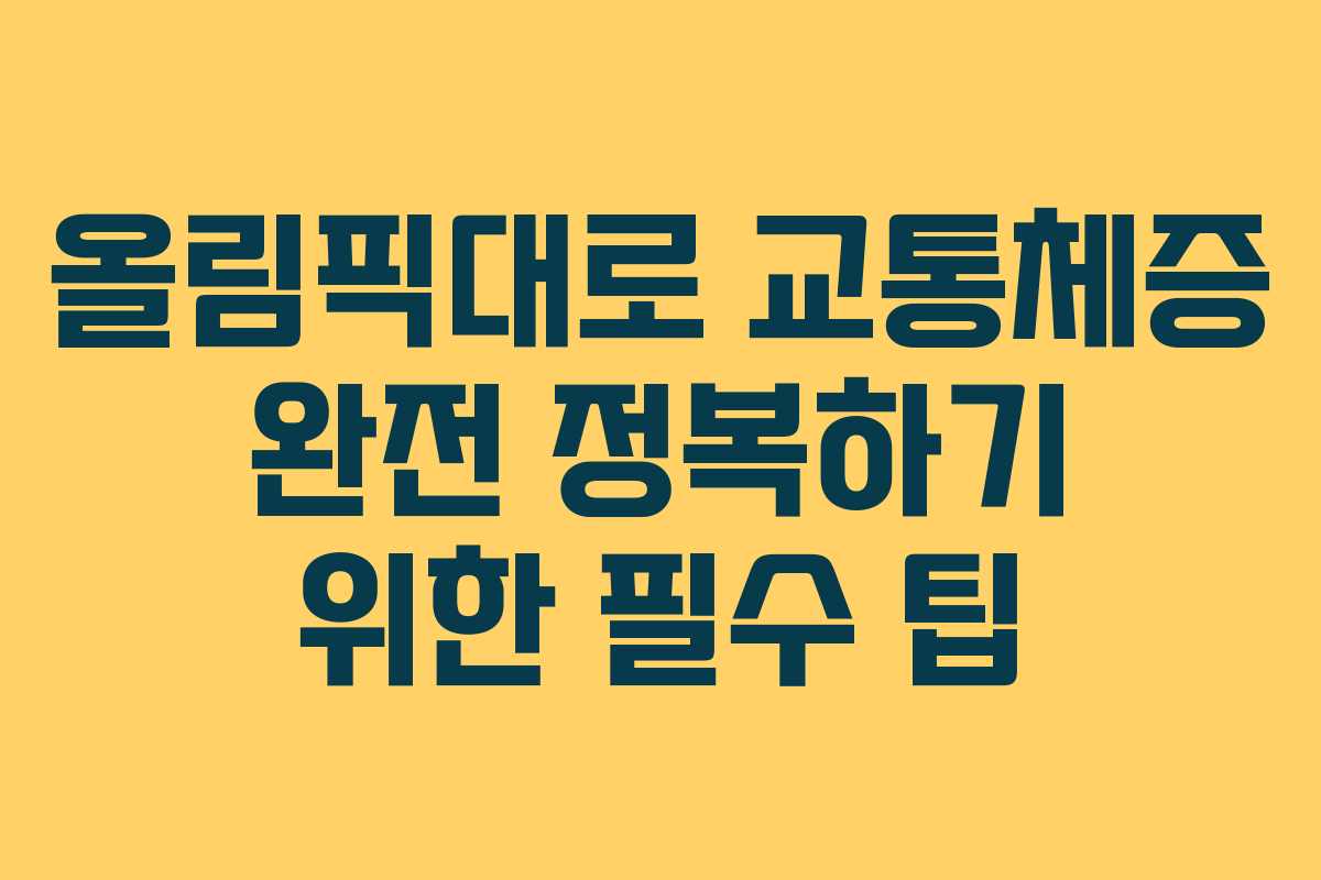올림픽대로 교통체증 완전 정복하기 위한 필수 팁