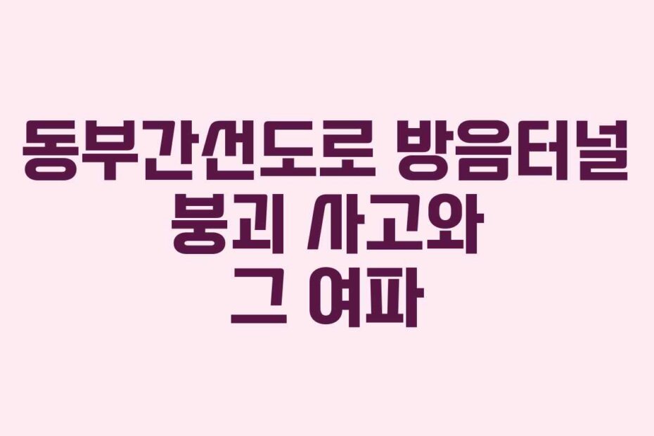 동부간선도로 방음터널 붕괴 사고와 그 여파