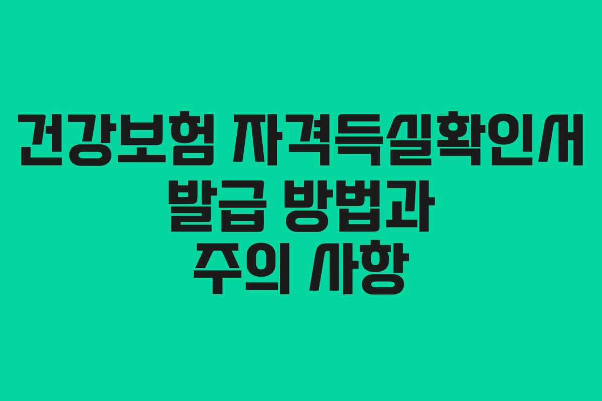 건강보험 자격득실확인서 발급 방법과 주의 사항