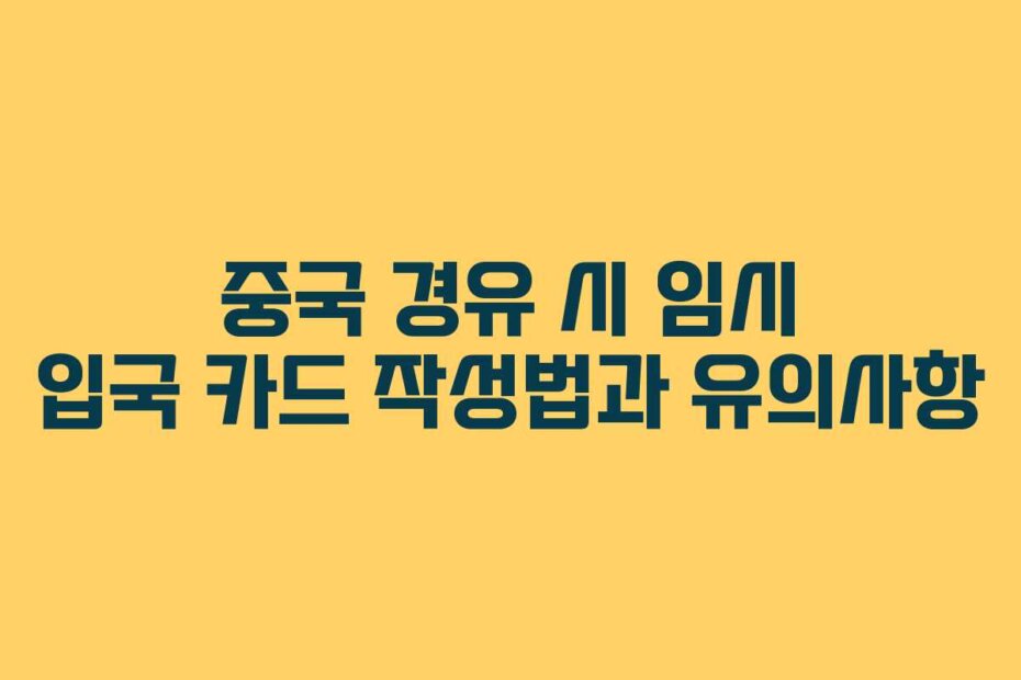 중국 경유 시 임시 입국 카드 작성법과 유의사항