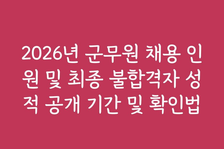 2026년 군무원 채용 인원 및 최종 불합격자 성적 공개 기간 및 확인법