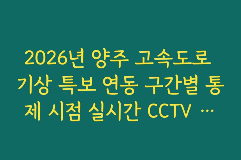 2026년 양주 고속도로 기상 특보 연동 구간별 통제 시점 실시간 CCTV 확인