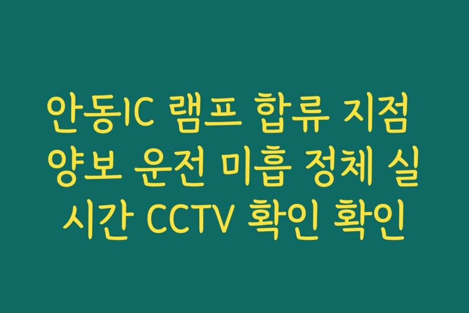 안동IC 램프 합류 지점 양보 운전 미흡 정체 실시간 CCTV 확인 확인