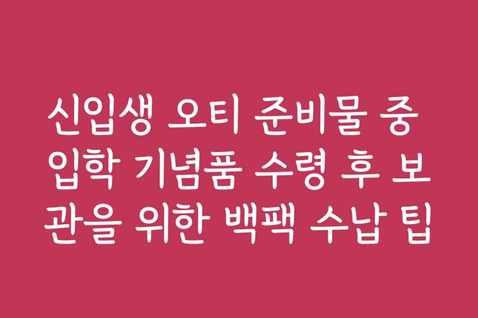 신입생 오티 준비물 중 입학 기념품 수령 후 보관을 위한 백팩 수납 팁