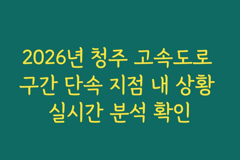 2026년 청주 고속도로 구간 단속 지점 내 상황 실시간 분석 확인