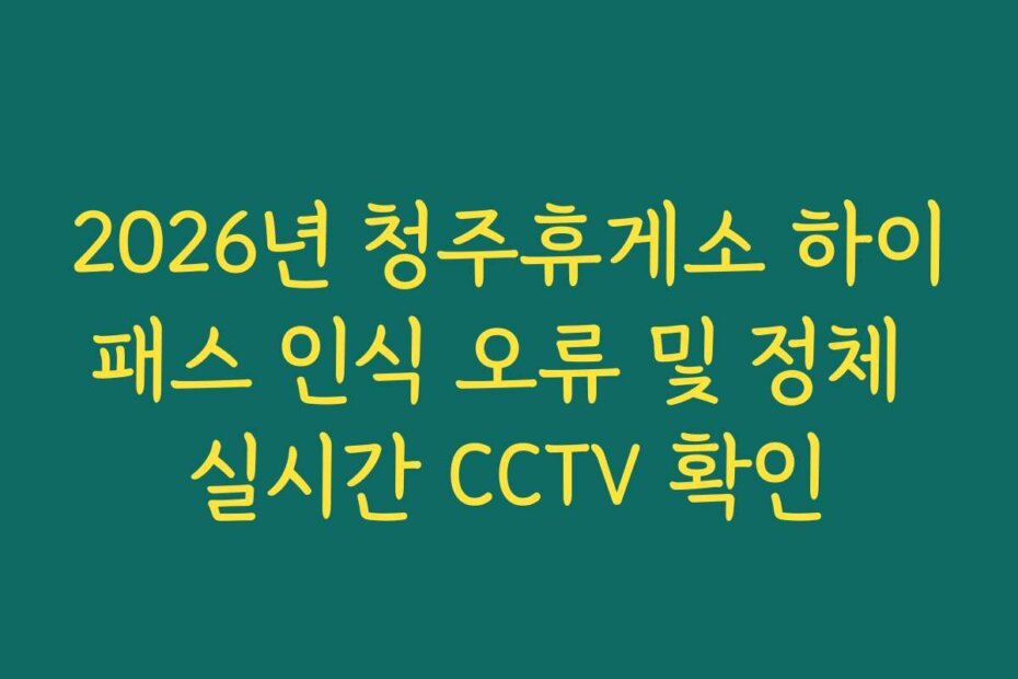 2026년 청주휴게소 하이패스 인식 오류 및 정체 실시간 CCTV 확인