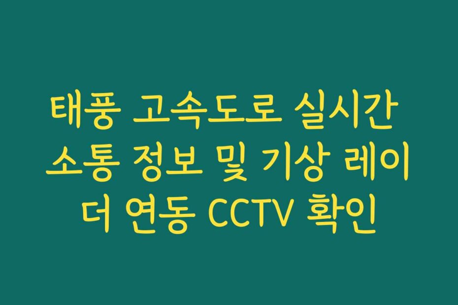 태풍 고속도로 실시간 소통 정보 및 기상 레이더 연동 CCTV 확인 태풍 고속도로 실시간 소통 정보 및 기상 레이더 연동 CCTV 확인