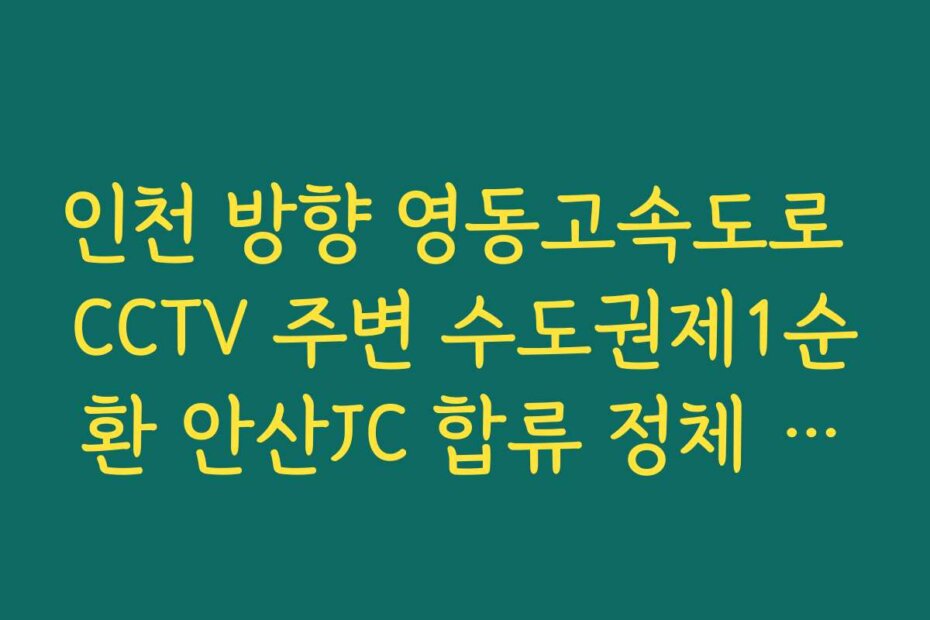 인천 방향 영동고속도로 CCTV 주변 수도권제1순환 안산JC 합류 정체 확인
