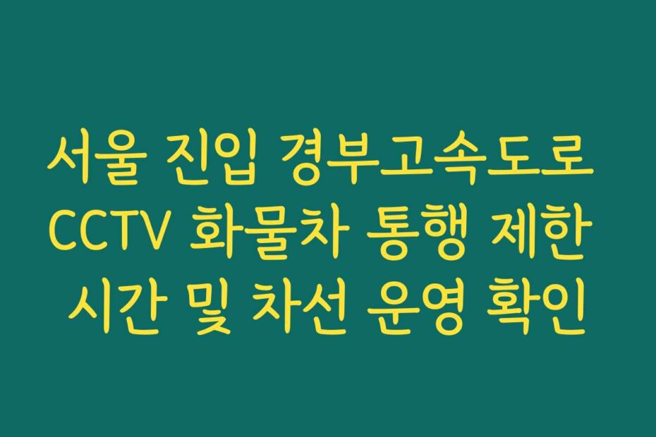 서울 진입 경부고속도로 CCTV 화물차 통행 제한 시간 및 차선 운영 확인