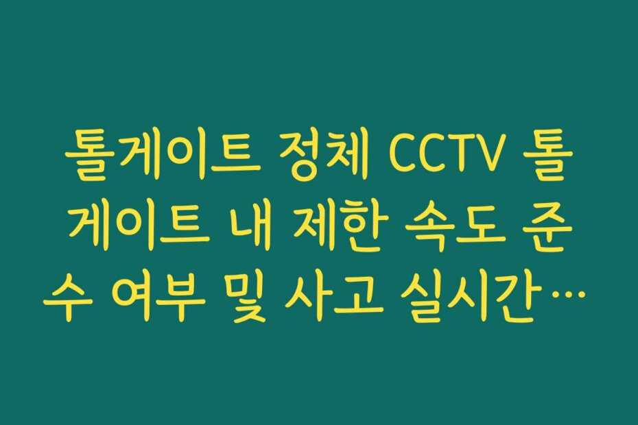 톨게이트 정체 CCTV 톨게이트 내 제한 속도 준수 여부 및 사고 실시간 확인