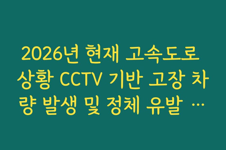 2026년 현재 고속도로 상황 CCTV 기반 고장 차량 발생 및 정체 유발 확인